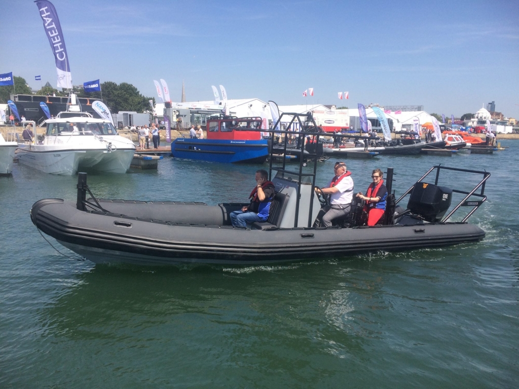 Ballistic 7.8m RIB with Oxe Diesel outboard engine at seaworks 2017